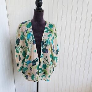 Windsor Women’s Floral Print Kimono Sheer Cover Up Beige One Size Fits Most OS